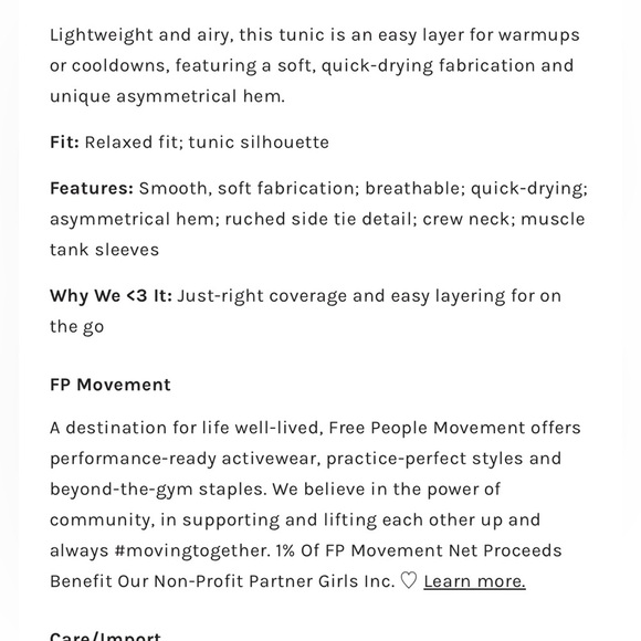 NWOT Free People FP Movement Tempo Tunic Tank Top Size Small - Picture 11 of 11